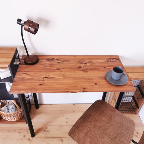 無垢材のデスク / 90cm×45cm / ブラウン / 組立簡単 工具不要