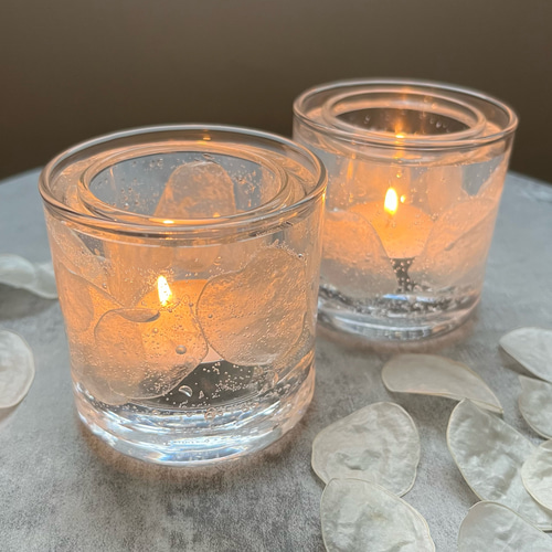 ルナリアのボタニカルキャンドルホルダー (ガラス/透明 ジェル