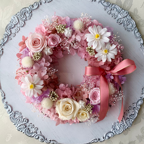 wreath bouquet 07 フラワーリース ホワイト ピンク wreath bouquet 07 フラワーリース ホワイト ピンク（ガーデン