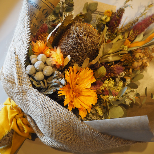 感謝価格】ドライフラワースワッグセットyellow×orange