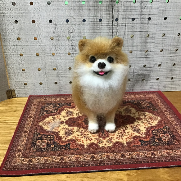 羊毛フェルト リラックスポメラニアン ケース付き 白ポメ