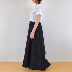 ワイズフォーリビング ロングスカート 黒 麻 リネン100% ワイズフォーリビング ロングスカート 黒 麻 リネン100%