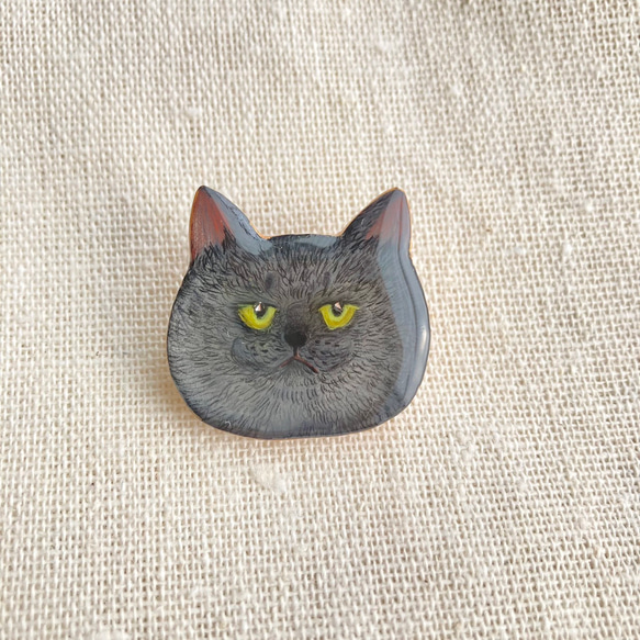 猫のブローチ（野良猫マムちゃん）手描きオリジナルイラスト ブローチ 