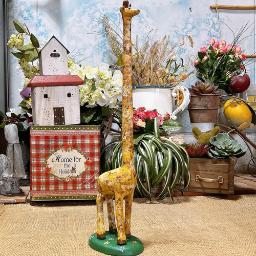 アニマルオーナメント キリンオブジェ キッチンペーパーホルダー