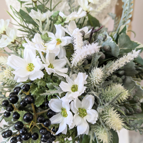 ウエディングブーケ(シルバーグリーン)ブートニア込み 世界で1つ貴女