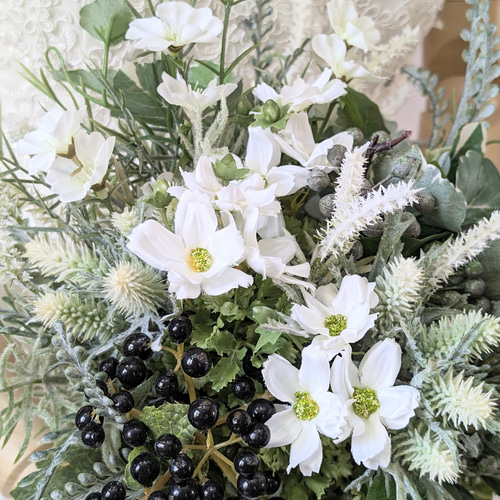 ウエディングブーケ(シルバーグリーン)ブートニア込み 世界で1つ貴女