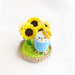 ハンドメイドあみぐるみ花芋Cオレンジ、イエロー