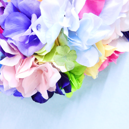 スワロフスキー レインボーカラー紫陽花の虹色リース＊抗