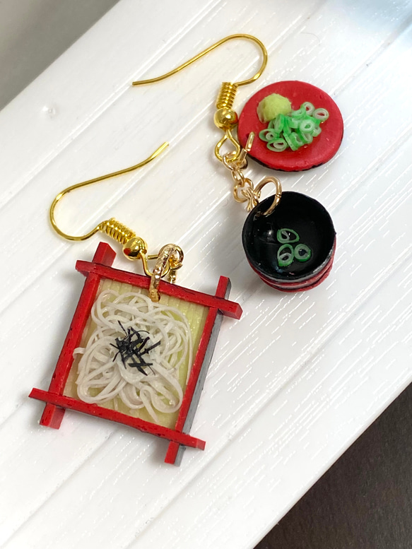 せいろ蕎麦 ミニチュアピアスorイヤリング ピアス（フック・チェーン