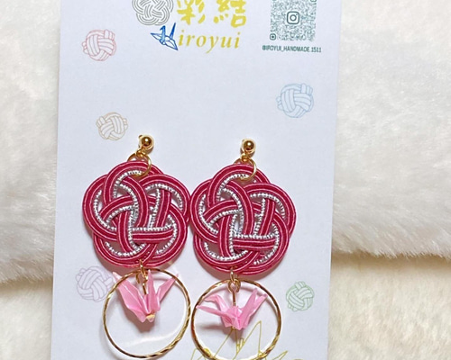 水引 折鶴 アクセサリー ピアス/イヤリング ピアス（フック・チェーン