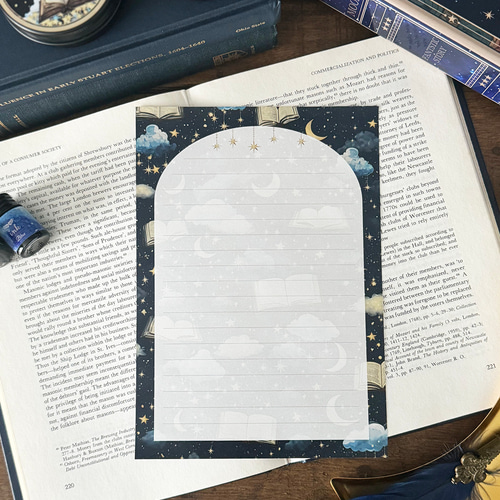 星空とファンタジーの本柄 レターセット レターセット LALA CloveR