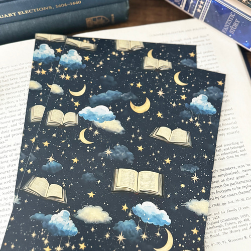 星空とファンタジーの本柄 レターセット レターセット LALA CloveR