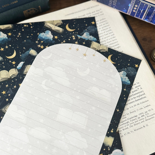 星空とファンタジーの本柄 レターセット レターセット LALA CloveR