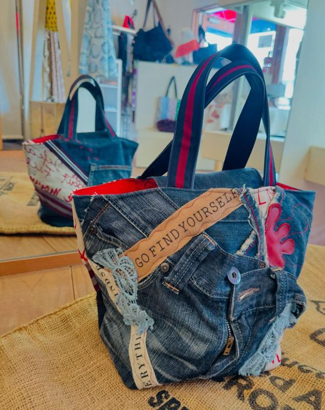 デニムコラージュミニトートバッグ
