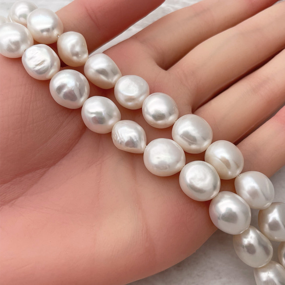 すんごく大きいごろごろバロック淡水パール 超大粒 本真珠 変形 11mm 12mm 13mm 半連20cm ルース 5枚目の画像