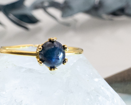 アフリカ産 スターサファイア リング 華奢 指輪 SV925 クラウン