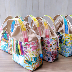☆パッチワークの2Wayトートバッグ☆巾着型ショルダーバッグ