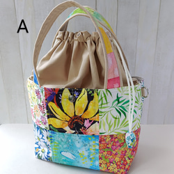 ★パッチワークの２Wayトートバッグ★巾着型ショルダーバッグ【Creema限定】残りはAとCの2点 3枚目の画像