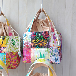 ★パッチワークの２Wayトートバッグ★巾着型ショルダーバッグ【Creema限定】残りはAとCの2点 15枚目の画像