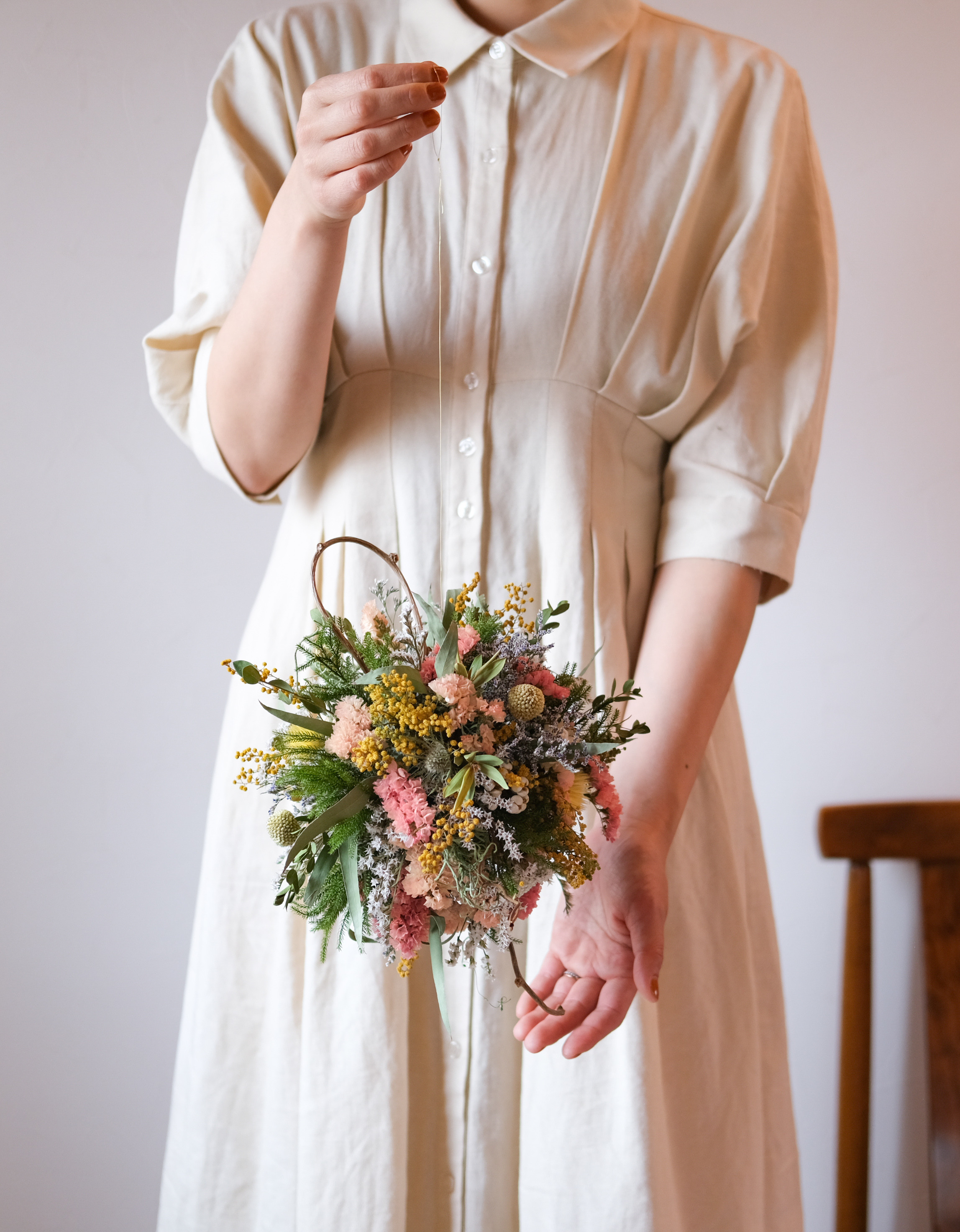 ニュアンススターチスのフライングリース スターチスのフライングボール》ドライフラワー/プレゼント