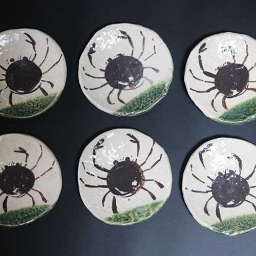 魯山人好みカニ絵皿6客組（作品番号R-059） 中皿 森の丘陶房 通販
