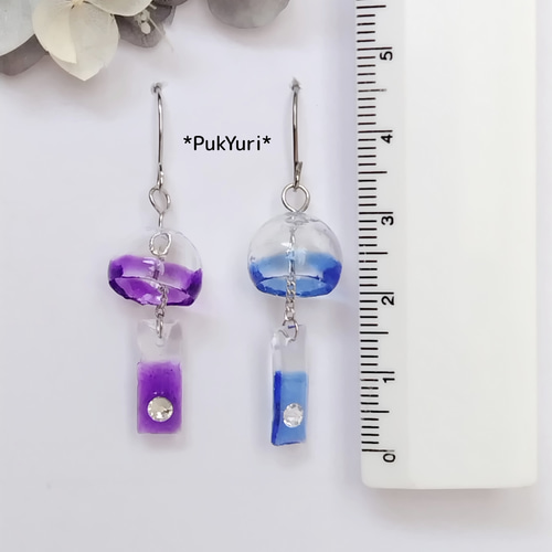 受注製作)風鈴ピアス(片耳)/ノンホールピアス/樹脂ピアス/軟骨
