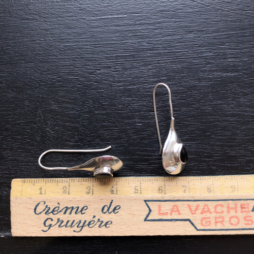 ヴィンテージオニキスシルバーフックピアスsilver925 ピアス（フック