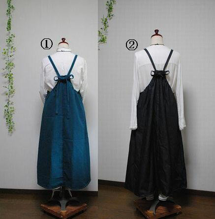 福袋  値下げ↓2枚セット「リネン&ネイビーデニム」エプロン　エプロンワンピース　プレゼントにも