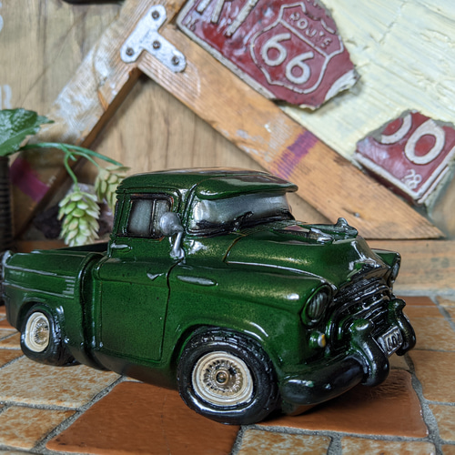 可愛らしい貯金箱 シボレーピックアップ（グリーン） マネーバンク