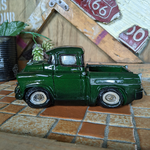 可愛らしい貯金箱 シボレーピックアップ（グリーン） マネーバンク