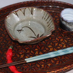 唐津焼　武造　絵唐津　鉄絵　草花図　四方隅切　大鉢　菓子鉢　盛り鉢　茶道具　共箱 SAGAMA