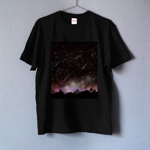 横浜流星 Tシャツ ブラック 夜空に降り注ぐ流星柄 Tシャツ BLACK（men&women） Tシャツ LALA