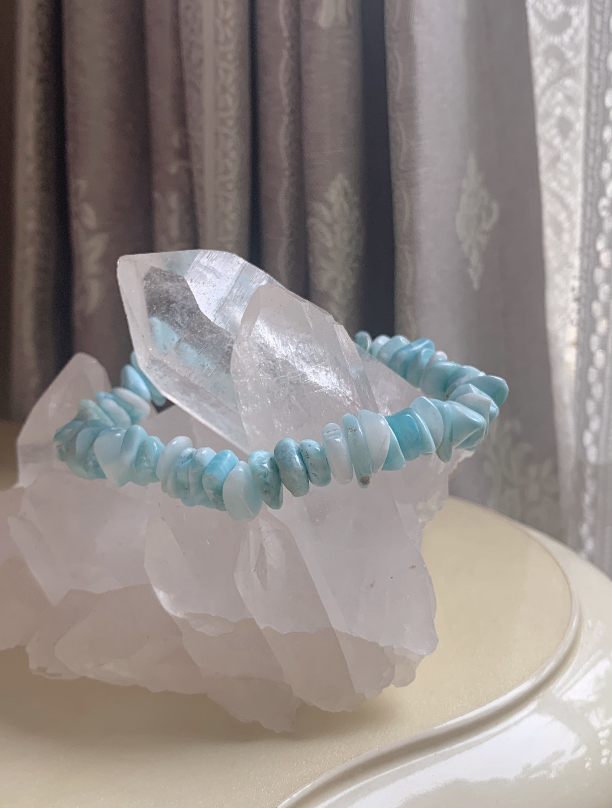 天然石 ラリマーのハッピーブレスレット