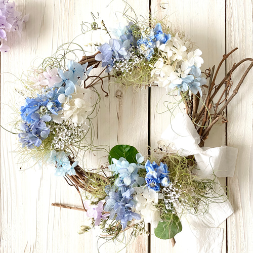 スモークツリーと紫陽花のリース