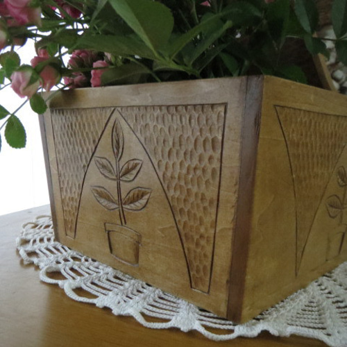 木彫りのおかもち 木彫り 小物入れ 食器入れ トレイ レターラック おか