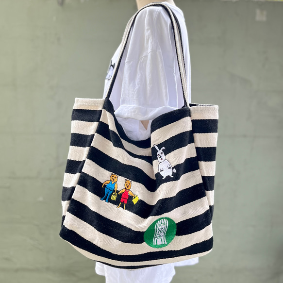 巨匠動物園】ランダム刺繍ボーダートート トートバッグ BESIDE 通販
