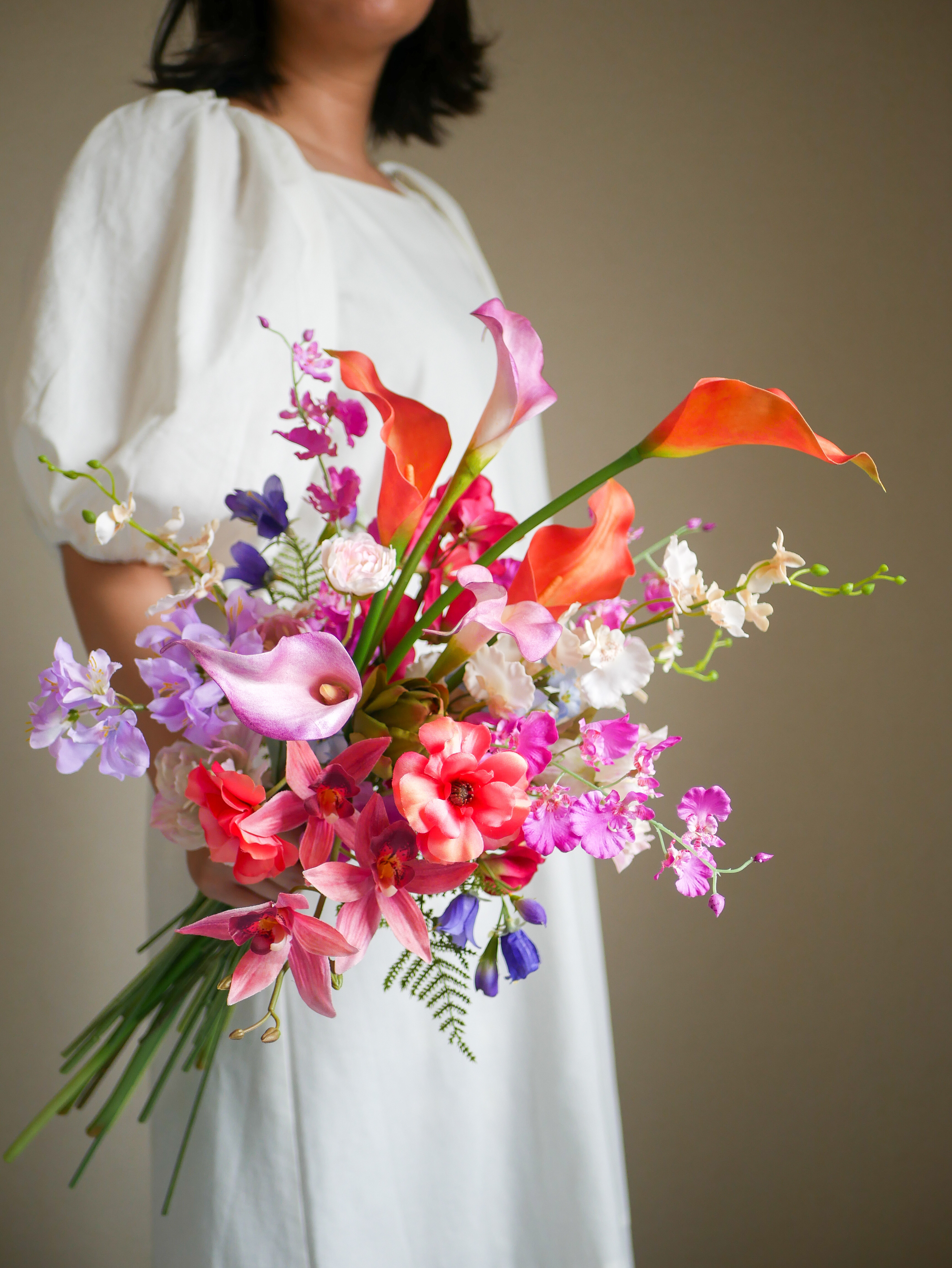 結婚式ブーケ　前撮りブーケ　アームブーケ　カラフルブーケ