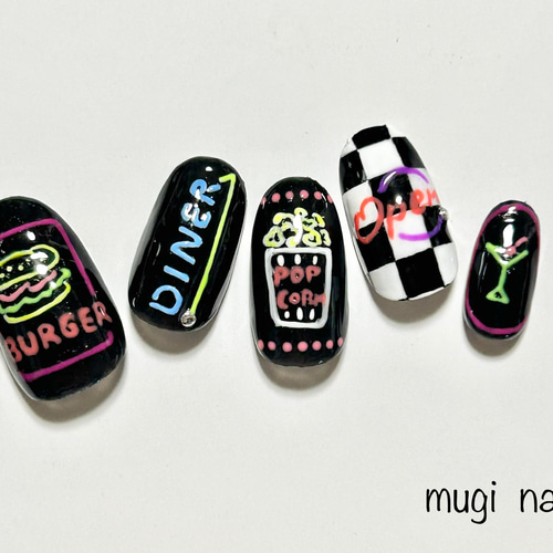 ネイルチップ☆アメリカンダイナー ネイルチップ（つけ爪） mugi nail