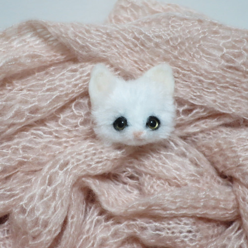 羊毛フェルト猫　白猫 羊毛フェルト 猫 白猫ちゃん ねこ ネコ 猫フィギュア 羊毛