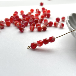 【10個】チェコガラスビーズ＊ファイアポリッシュ6mm＊レッドマーブル 1枚目の画像