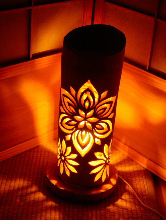 ◇両面彫◇竹灯り・竹あかり・竹灯籠 ～～ 癒しの灯り ☆輪廻☆～～