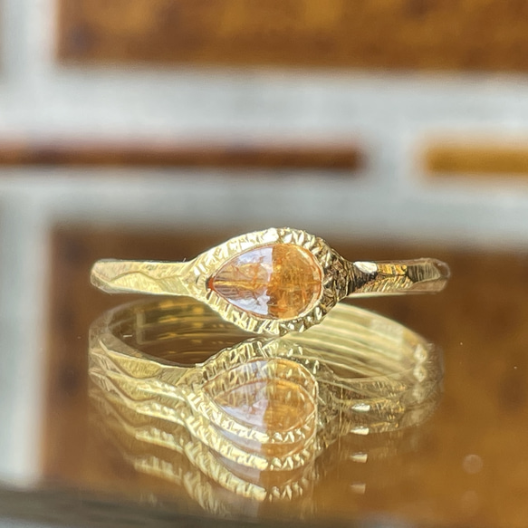 スぺサルタイト ガーネット オレンジ色のしずく 0.5ct シルバーSV925