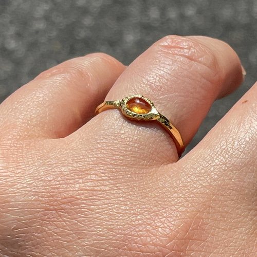 オレンジペアシェイプリング 925シルバー スぺサルタイト ガーネット オレンジ色のしずく 0.5ct シルバーSV925