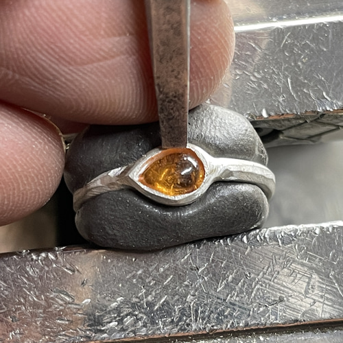 スぺサルタイト ガーネット オレンジ色のしずく 0.5ct シルバーSV925