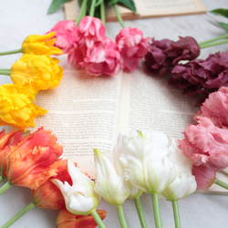 【リアル造花】パーロット咲きチューリップ5輪のナチュラルブーケ【ホワイト】 5枚目の画像