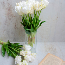 【リアル造花】パーロット咲きチューリップ5輪のナチュラルブーケ【ホワイト】 4枚目の画像