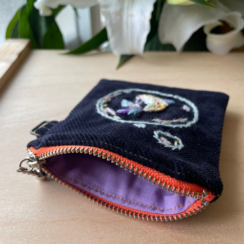 毛糸刺繍ファスナーポーチ ミニポーチ ウール 刺繍 ミニ財布 毛糸刺繍ファスナーポーチ ミニポーチ ウール 刺繍 ミニ財布