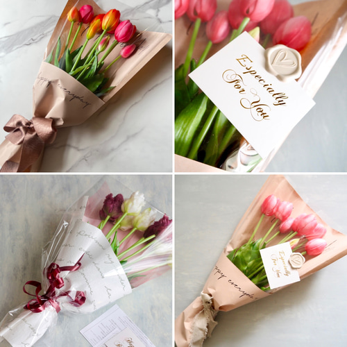 リニューアル✨【リアル造花】パーロット咲きチューリップ5本