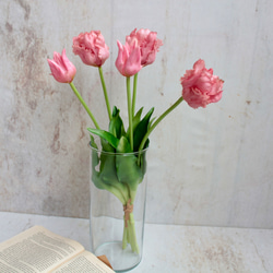 【リアル造花】パーロット咲きチューリップ5本ナチュラルブーケ【ピンク】 3枚目の画像