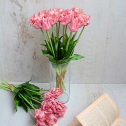 【リアル造花】パーロット咲きチューリップ5本ナチュラルブーケ【ピンク】 5枚目の画像